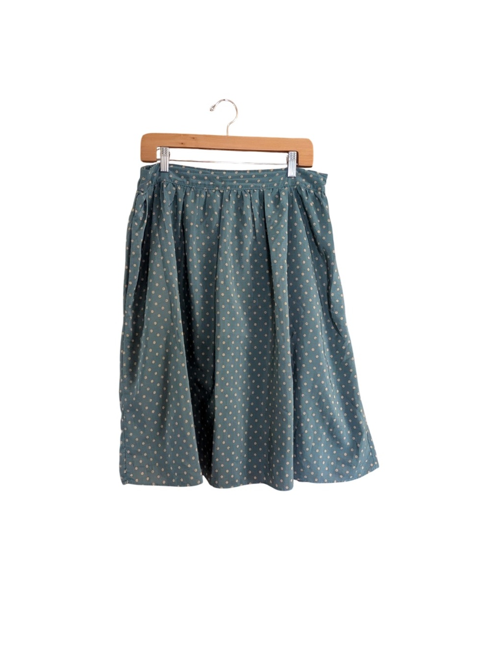Mikarose Teal Polka Midi Skirt with Pockets